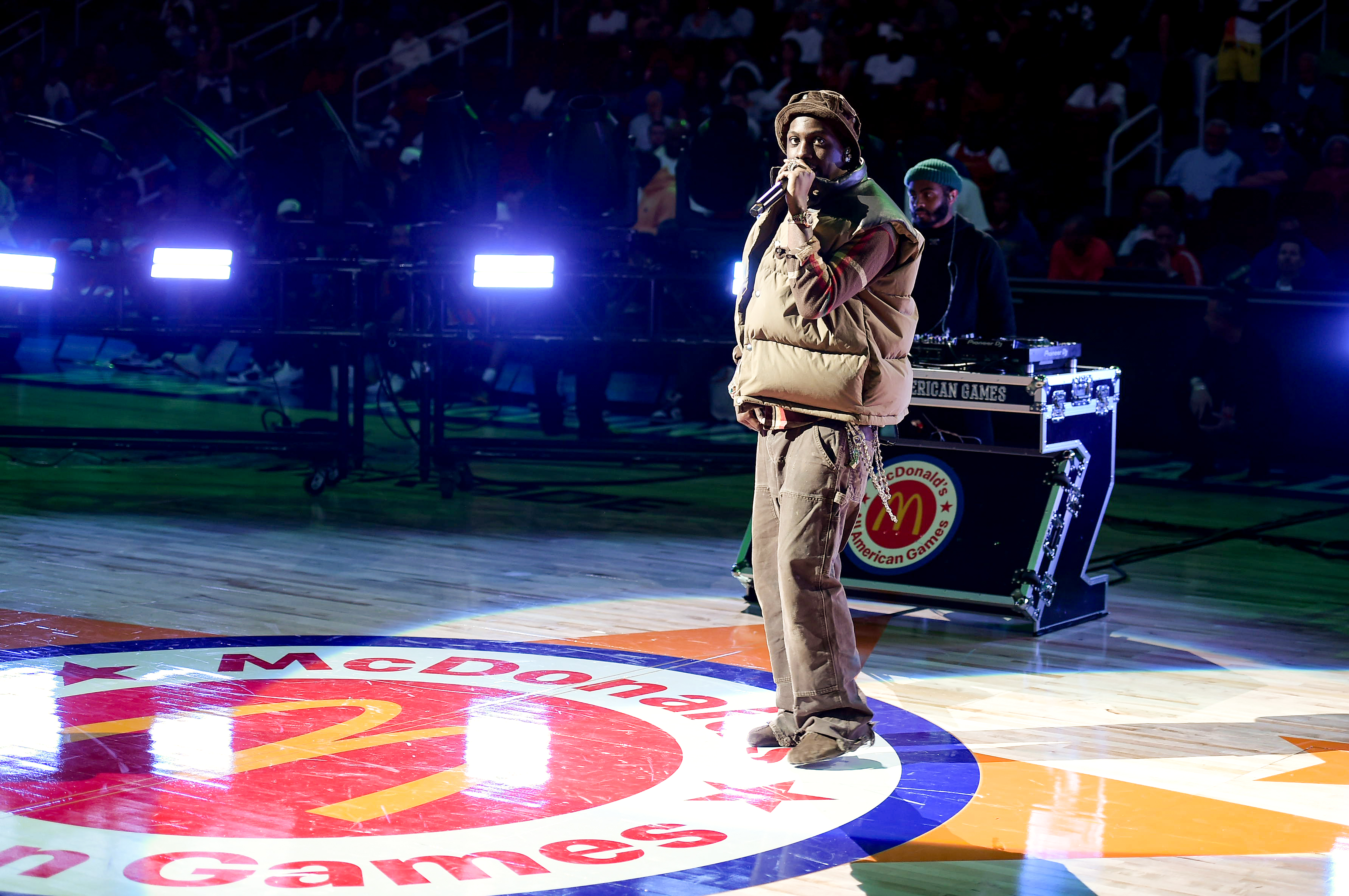 HOUSTON, TEXAS - APRIL 02: Lil Yachty performs during the 47th annual McDonald's All American Games at Toyota Center on April 02, 2024 in Houston, Texas. (Photo by Marcus Ingram/Getty Images for the McDonalds All American Games)